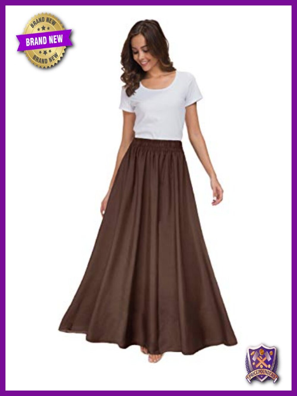 Chiffon Retro Maxi Skirt Elastic Waist Lined Ankle-Length